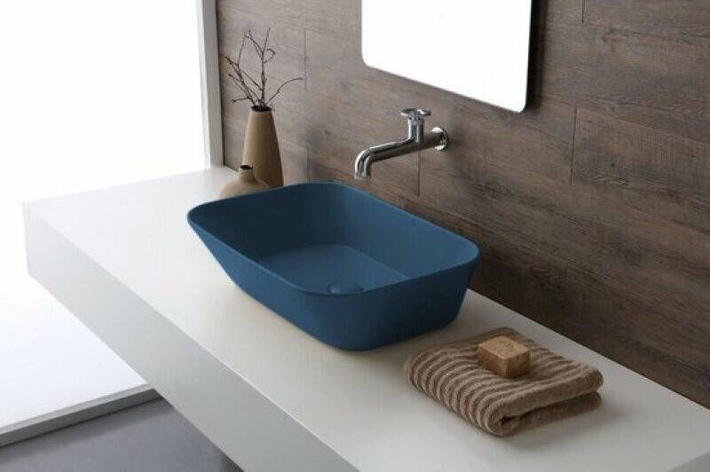 By Goof Mees design waskom rechthoek mat blauw