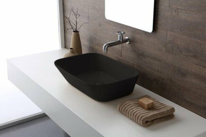 By Goof Mees design waskom rechthoek mat zwart