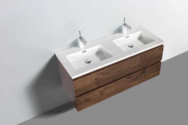By Goof Onderkast badkamermeubel Tieme mat donker eiken 120x50x48cm