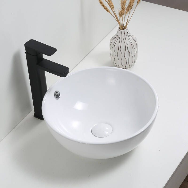 Diamond Line Waskom Opbouw Levi Rond 38x38x15cm Wit