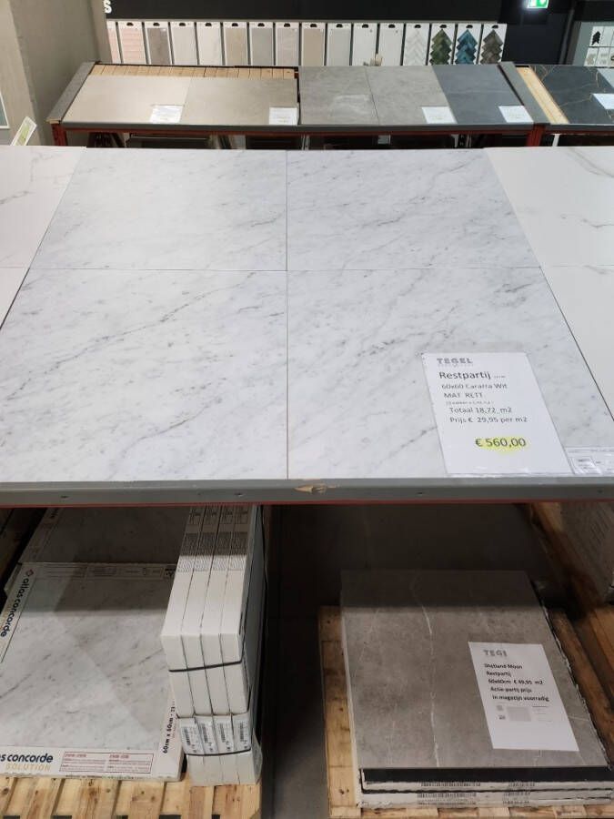 Restpartij Carrara Wit 60x60 Mat rett