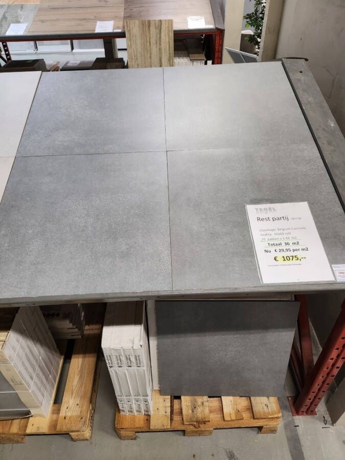 Restpartij Vloertegel Belgium Concrete Grafite 60x60 rett
