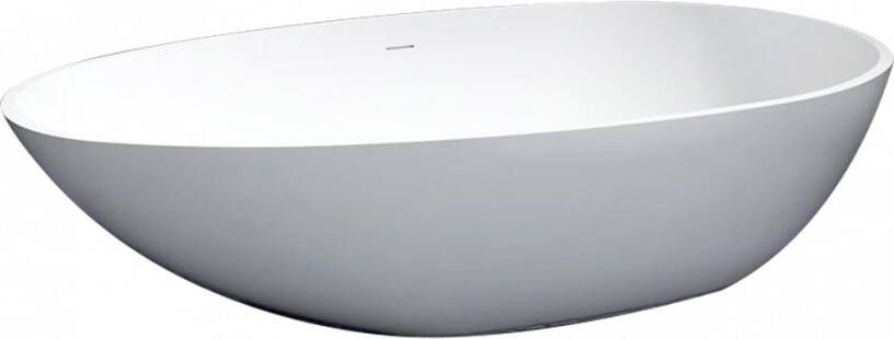 Douche Concurrent Ligbad Vrijstaand Solid Ovaal 90x180x60cm Solid Surface Mat Wit met Badwaste en Overloop