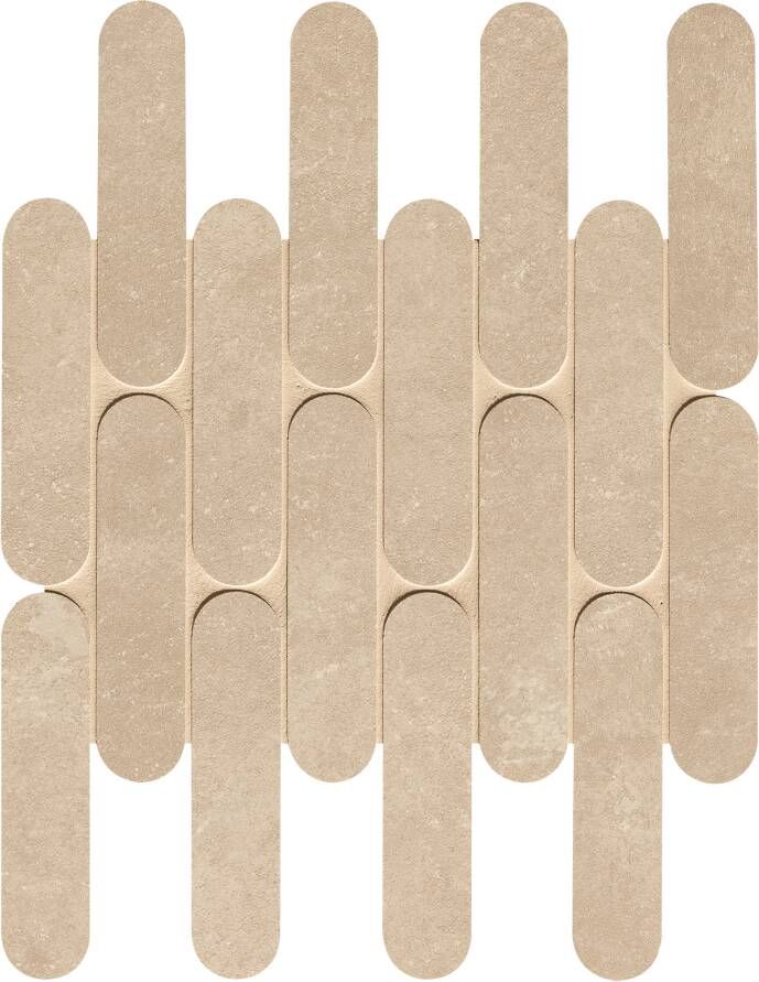 FAP Ceramiche Nobu Beige curve mosaico 3 5x14 5 op net van 29x29 5