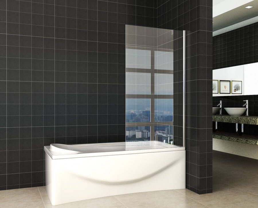Wiesbaden Badwand 80x150 cm Antikalk Helder Glas Glans Chroom Profiel 6mm Veiligheidsglas - Foto 2