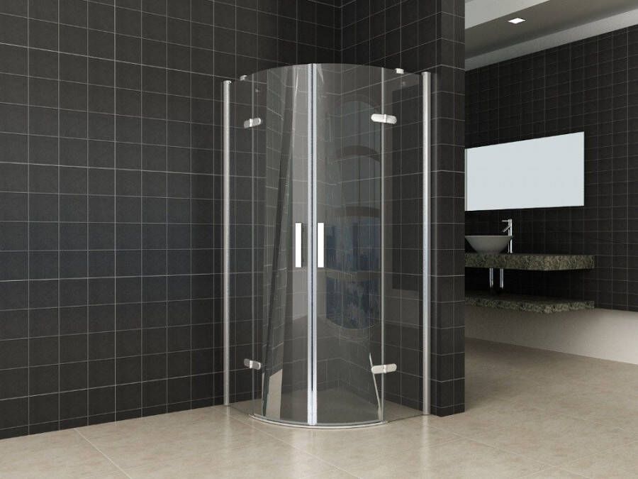 Wiesbaden Douchecabine Nano Kwartrond Draaideur 100x100x200cm Antikalk Helder Glas Chroom Profiel 8mm Veiligheidsglas Easy Clean - Foto 2