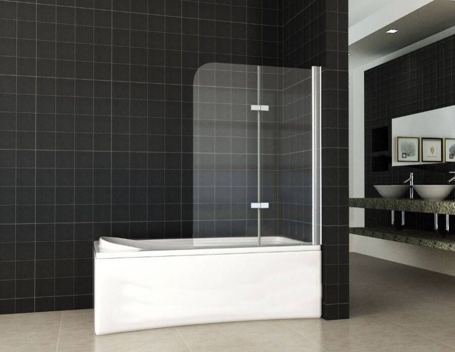 Wiesbaden Badwand Eco 2-Delig 100x140cm Antikalk Helder Glas Chroom Profiel 6mm Veiligheidsglas Easy Clean - Foto 2