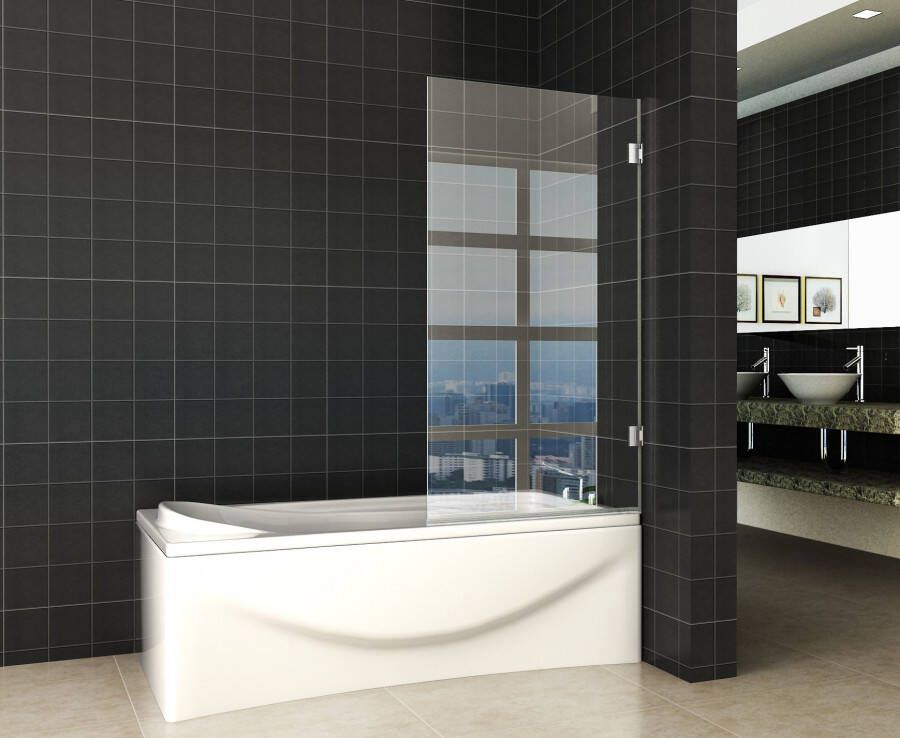 Wiesbaden Badwand Profielloos 80x150 cm Antikalk Helder Glas Glans Chroom 6mm Veiligheidsglas Draaibaar