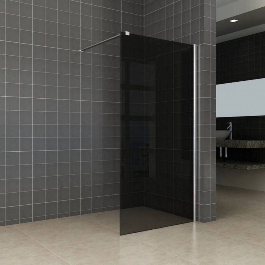 Wiesbaden Inloopdouche 120x200cm Antikalk Rookglas 8mm Veiligheidsglas Excl. Stabilisatiestang en Profielset - Foto 2