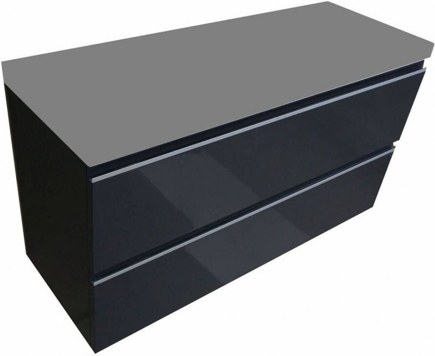 Wiesbaden Badkamermeubel Onderkast Luxa Hangend 100x50x35cm MDF Hoogglans Grijs Softclose Greeploos