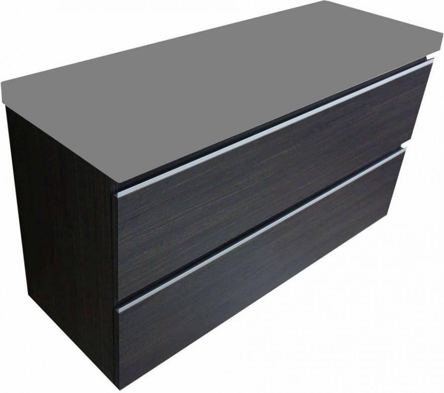 Wiesbaden Badkamermeubel Onderkast Luxa Hangend 100x50x35cm MDF Houtnerf Grijs Softclose Greeploos