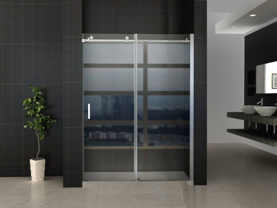 Wiesbaden Douchedeur Eco Nisdeur Schuifdeur 140x200cm Antikalk Helder Glas Chroom Profiel 8mm Veiligheidsglas Easy Clean - Foto 2