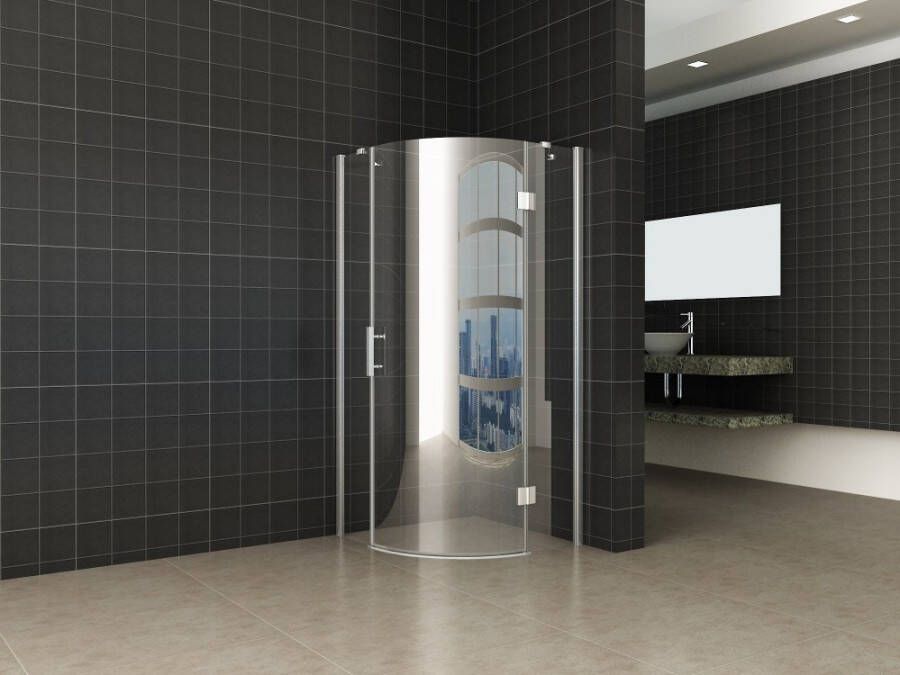 Wiesbaden Douchecabine Nano Kwartrond Draaideur Rechtsdraaiend 90x90x200cm Antikalk Helder Glas Chroom Profiel 8mm Veiligheidsglas Easy Clean