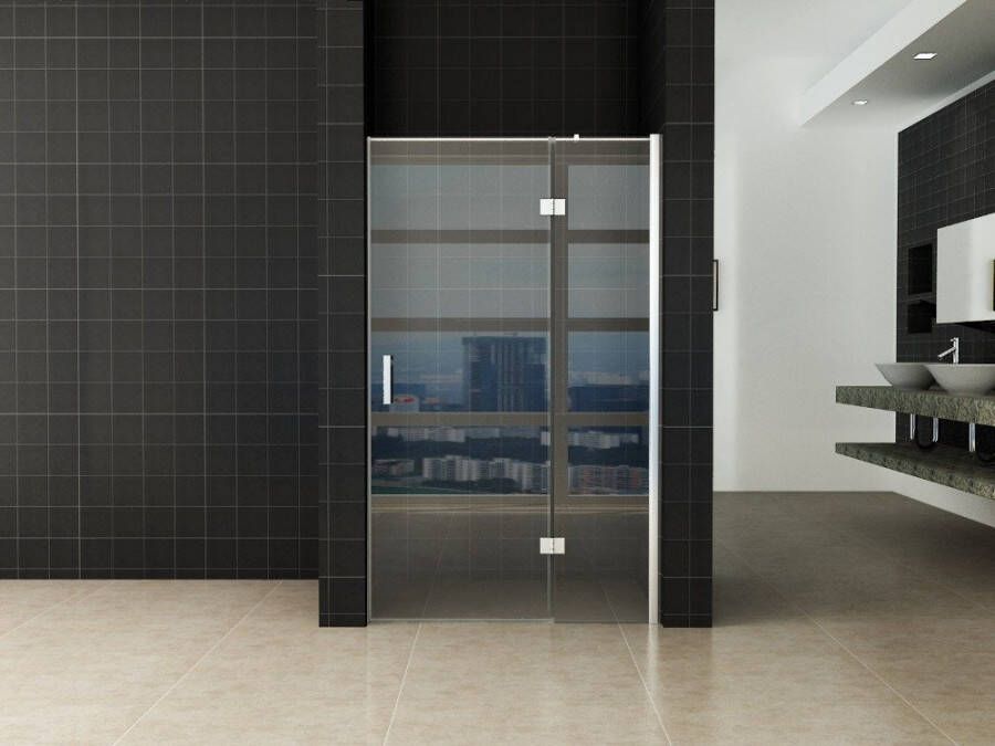Wiesbaden Douchedeur Miami Nisdeur Draaideur met Vaste Wand 140(60-80)x200cm Antikalk Helder Glas Chroom Profiel 8mm Veiligheidsglas Easy Clean - Foto 2