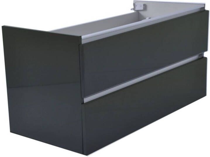 Wiesbaden Badkamermeubel Onderkast Vision Hangend 100x50x47cm MDF Hoogglans Grijs Softclose Greeploos