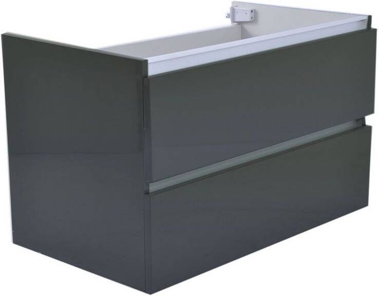 Wiesbaden Badkamermeubel Onderkast Vision Hangend 80x50x47cm MDF Hoogglans Grijs Softclose Greeploos