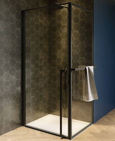 Riho Douchecabine Lucid GD201 Omkeerbaar Verstelbaar Aluminium 200x90x90 cm Mat Zwart