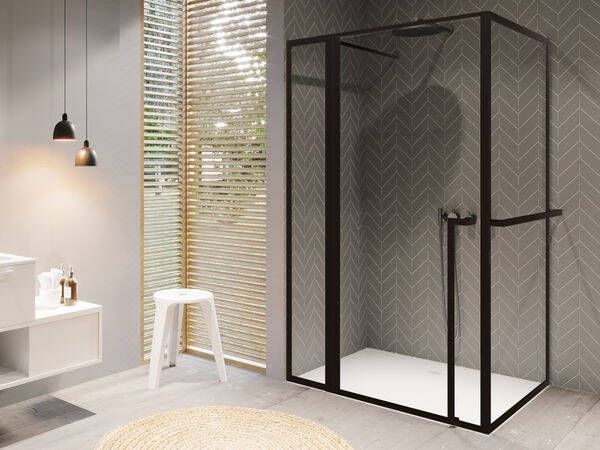 Riho Douchecabine Lucid XL GD203 Omkeerbaar Verstelbaar Aluminium 200x120x80 cm Mat Zwart