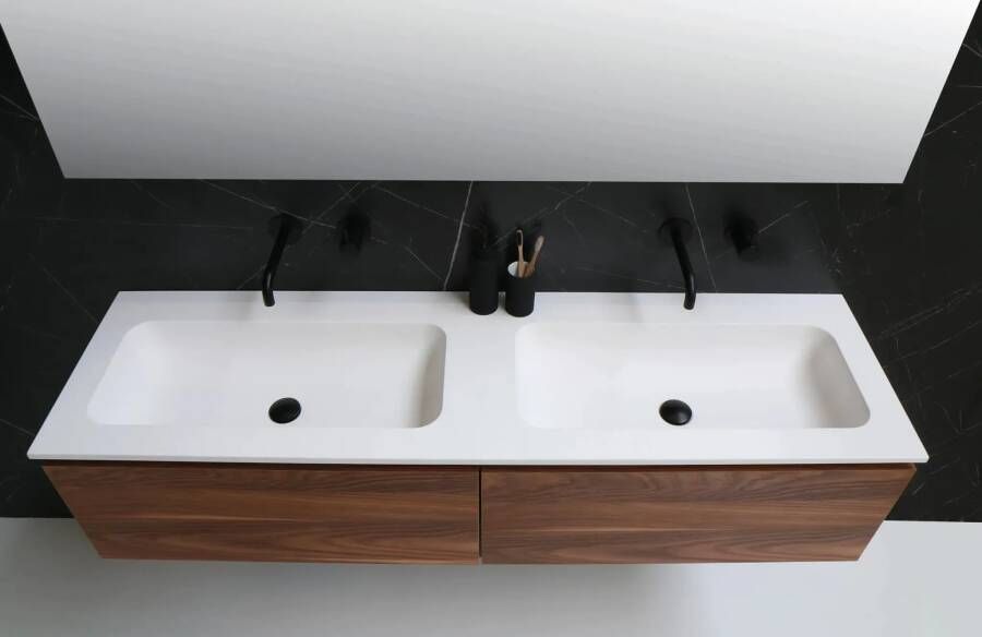 Sanibell Dubbele wastafel Faktor 120cm Glans Wit