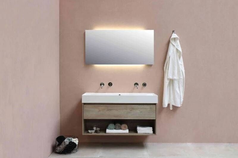 Sanibell Wastafel Porselein met onderkast Loft Raw Oak