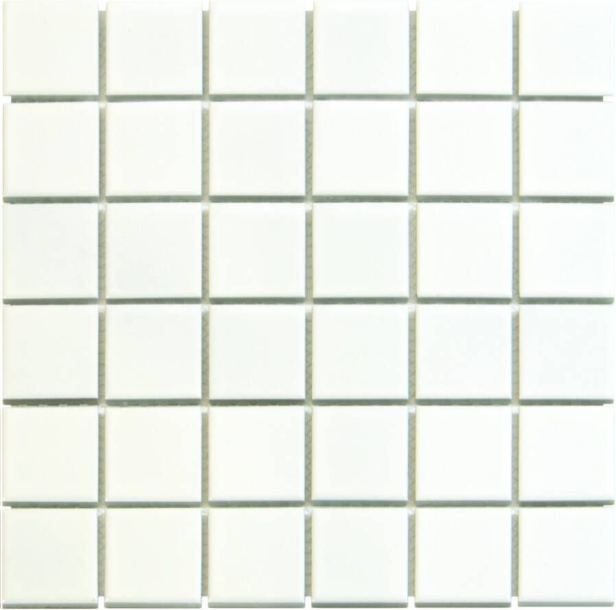 The Mosaic Factory Barcelona mozaïektegel 30.9x30.9cm wandtegel Vierkant Porselein Extra White Glans AF13051