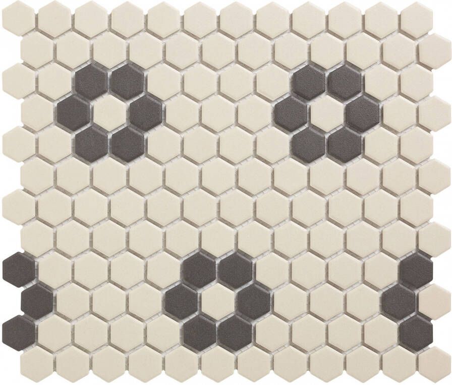 The Mosaic Factory Mozaiek London Hexagon Bloem Wit Zwart 2 3x2 6