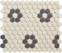 The Mosaic Factory London mozaïektegel 26x30cm wand en vloertegel Zeshoek Hexagon Porselein White + Black Mat LOH-Kensington-4 - Thumbnail 2