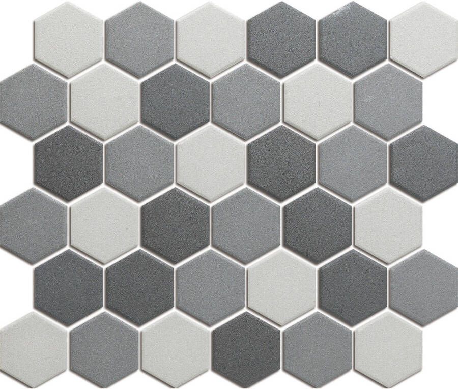 The Mosaic Factory Mozaiek London Hexagon Donker Grijs Mix 5 1x5 9