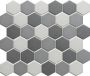 The Mosaic Factory London mozaïektegel 28.2x32.1cm wand en vloertegel Zeshoek Hexagon Porselein Dark Grey mix Mat LOH10MIX1 - Thumbnail 2