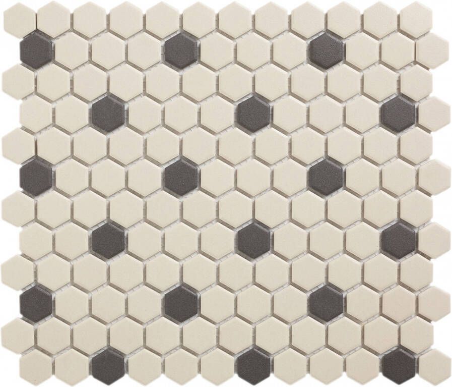 The Mosaic Factory Mozaiek London Hexagon Wit Zwart 18 2 3x2 6