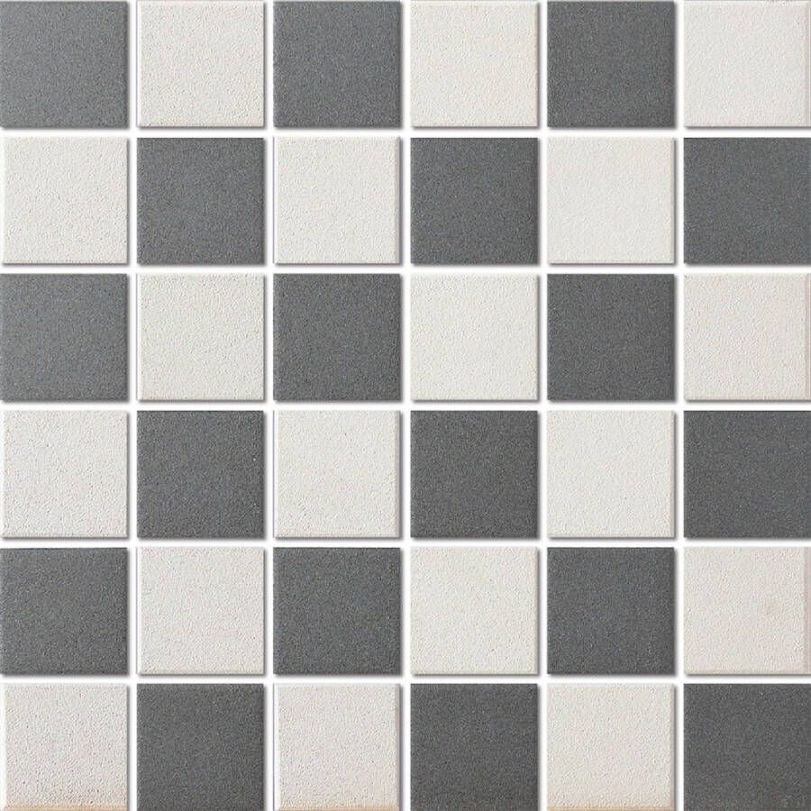 The Mosaic Factory Mozaiek London Vierkant Super Wit Zwart 4 8x4 8