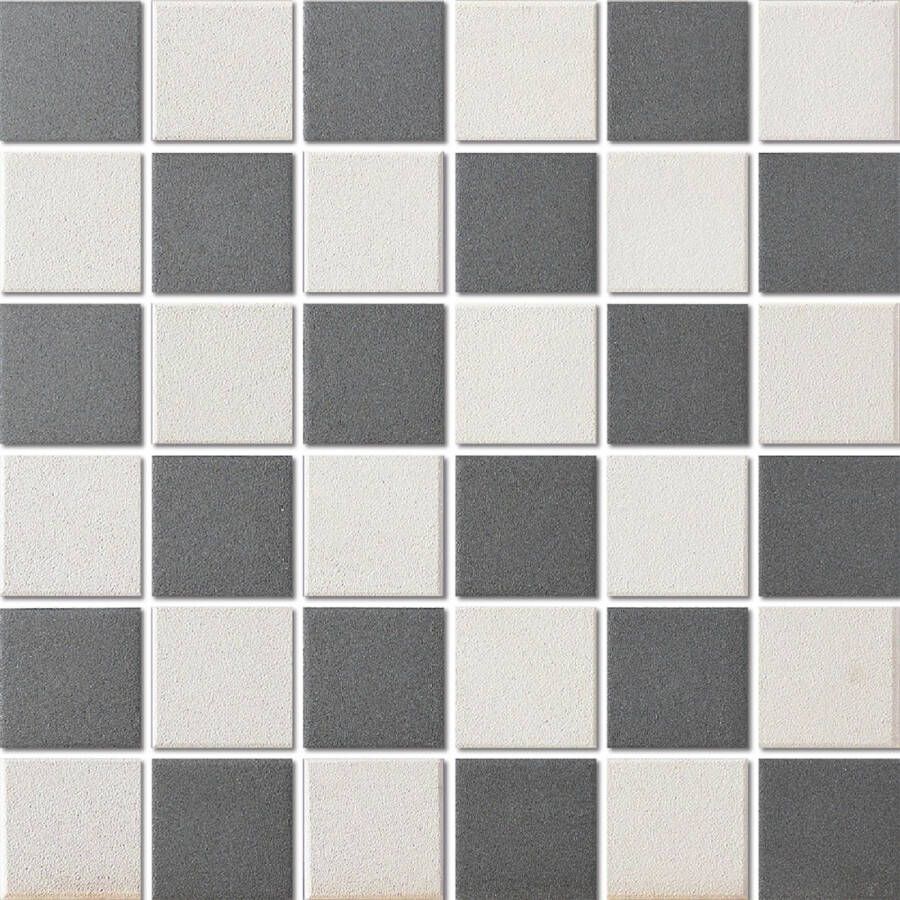 The Mosaic Factory Mozaiek London Vierkant Super Wit Zwart 4 8x4 8