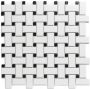 The Mosaic Factory Paris mozaïektegel 30x30cm wand en vloertegel Rechthoek Porselein White and Black Mat PABW140925 - Thumbnail 2