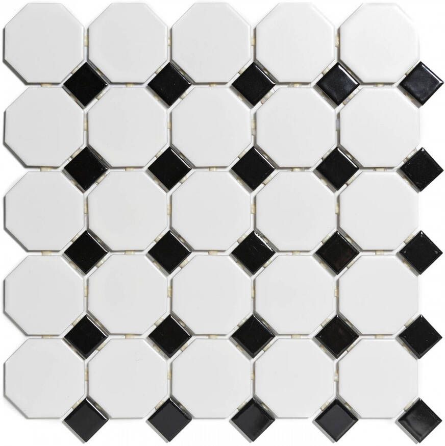 The Mosaic Factory Paris mozaïektegel 5, 6x5, 6x0, 6cm en 2.3x2.3x0.6cm wandtegel voor binnen en buiten overig Keramiek wit met zwart PAOC140915 online kopen