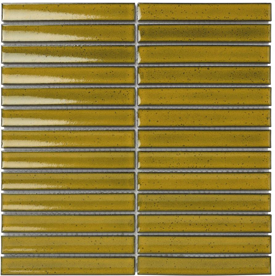 The Mosaic Factory Sevilla mozaïektegel 29.6x29.9cm wandtegel Rechthoek kitkat finger Porselein Yellow Glans SEF20030
