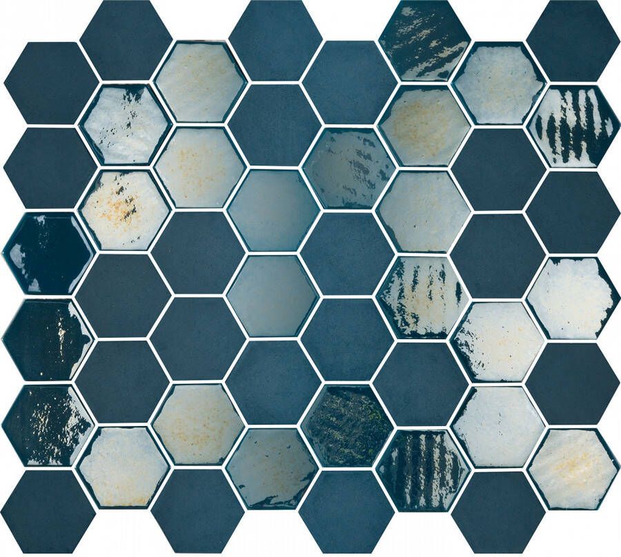 The Mosaic Factory Mozaiek Valencia Hexagon Blauw 4 3x4 9