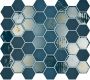 The Mosaic Factory Valencia mozaïektegel 27.6x32.9cm wandtegel Zeshoek Hexagon Gerecycled glas Blue mat glans VAL650 - Thumbnail 2