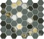 The Mosaic Factory Valencia mozaïektegel 27.6x32.9cm wandtegel Zeshoek Hexagon Gerecycled glas Khaki mat glans VAL182 - Thumbnail 2