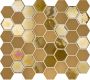 The Mosaic Factory Valencia mozaïektegel 27.6x32.9cm wandtegel Zeshoek Hexagon Gerecycled glas Mustard mat glans VAL035 - Thumbnail 2
