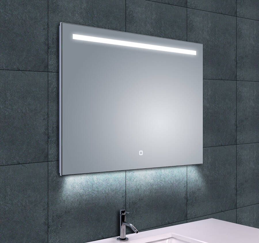 Wiesbaden Badkamerspiegel Ambi one | 80x60 cm | Rechthoekig | Directe en indirecte LED verlichting | Touch button | Met verwarming