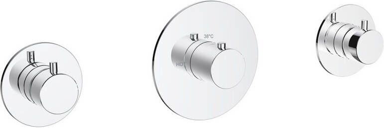 Wiesbaden Dreams afbouwdeel thermostatische douchekraan met 2 stopkranen chroom