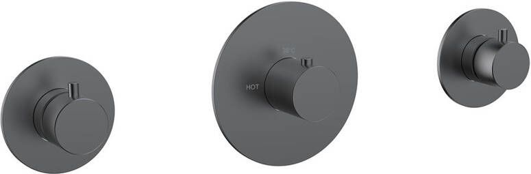 Wiesbaden Douchekraan Inbouw Platinum Dreams Afbouwdeel Thermostatisch met 2 Stopkranen Gunmetal - Foto 1