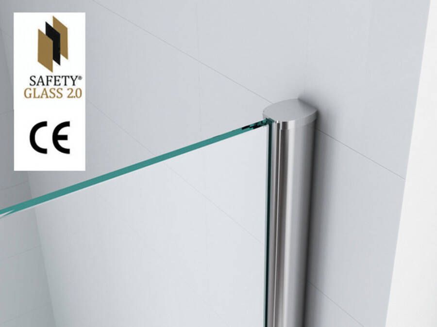 Wiesbaden Graffic inloopdouche 1000 x 2000 x 10 mm nano safety glass folie helder glas chroom