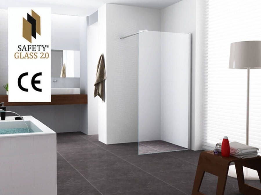 Wiesbaden Graffic inloopdouche 800 x 2000 x 10 mm nano safety glass folie helder glas chroom
