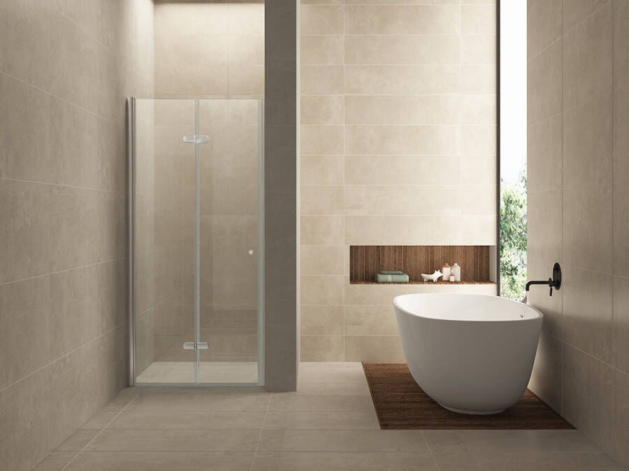 Wiesbaden Douchedeur Nisdeur Vouwdeur Links 100x202cm Antikalk Helder Glas Chroom Profiel 8mm Veiligheidsglas