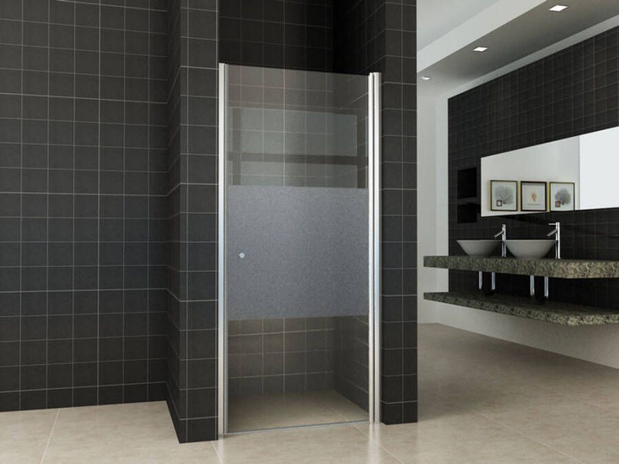 Wiesbaden Partly nisdeur rechts 1000 x 2000 x 8 mm nano helder glas met melkglas middenband chroom