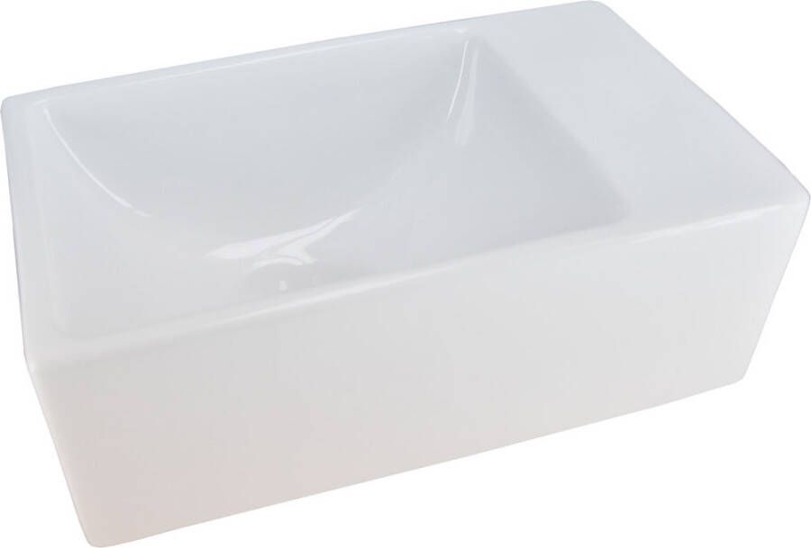 Wiesbaden Fontein Rhea XXS | 30x18x11 cm | Keramiek | Wandmontage | Rechthoek | Wit glans