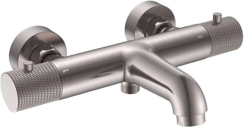 Wiesbaden Ribbd thermostatische badmengkraan hartafstand 15 cm geborsteld staal 29.5361