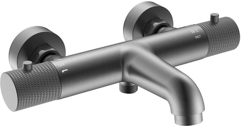 Wiesbaden Ribbd thermostatische badmengkraan hartafstand 15 cm gunmetal 29.5363