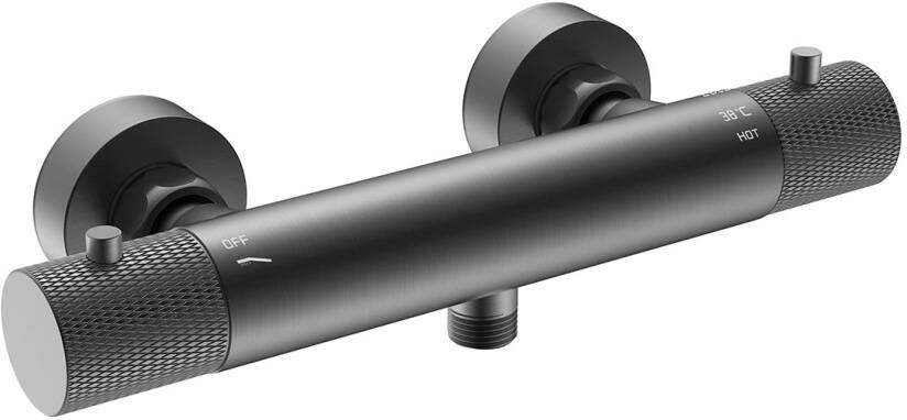 Wiesbaden Ribbd thermostatische douchemengkraan hartafstand 15 cm gunmetal 29.5353